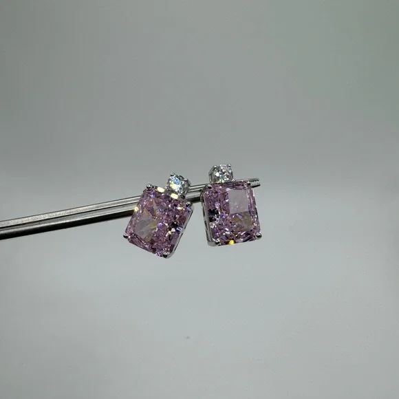 3.5ct Pink Sapphire Radiant Cut Earrings - Picture 11 of 15